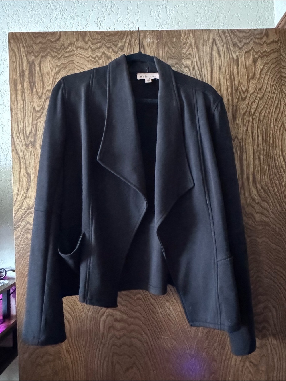 Philosophy Black Draped Open-Front Blazer